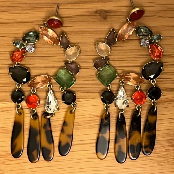 J Crew Earrings Jewel/Gemstone and Tortoise Shell - Picture 1 of 3